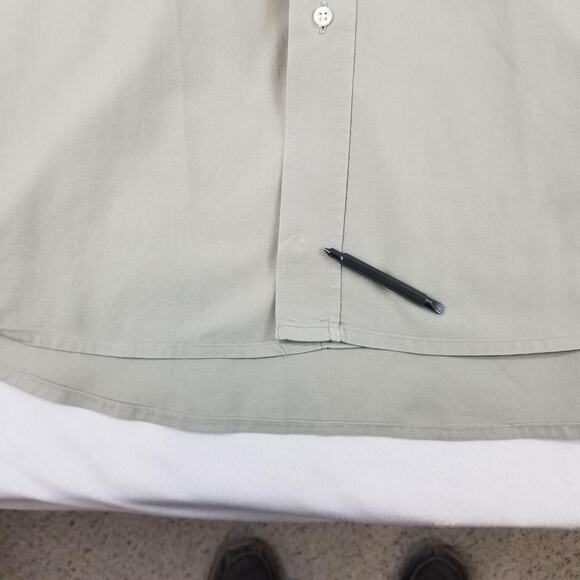 Lacoste Shirt Mens 44 Large Sage Green Button Down Long Sleeve Cotton Logo - Picture 6 of 9